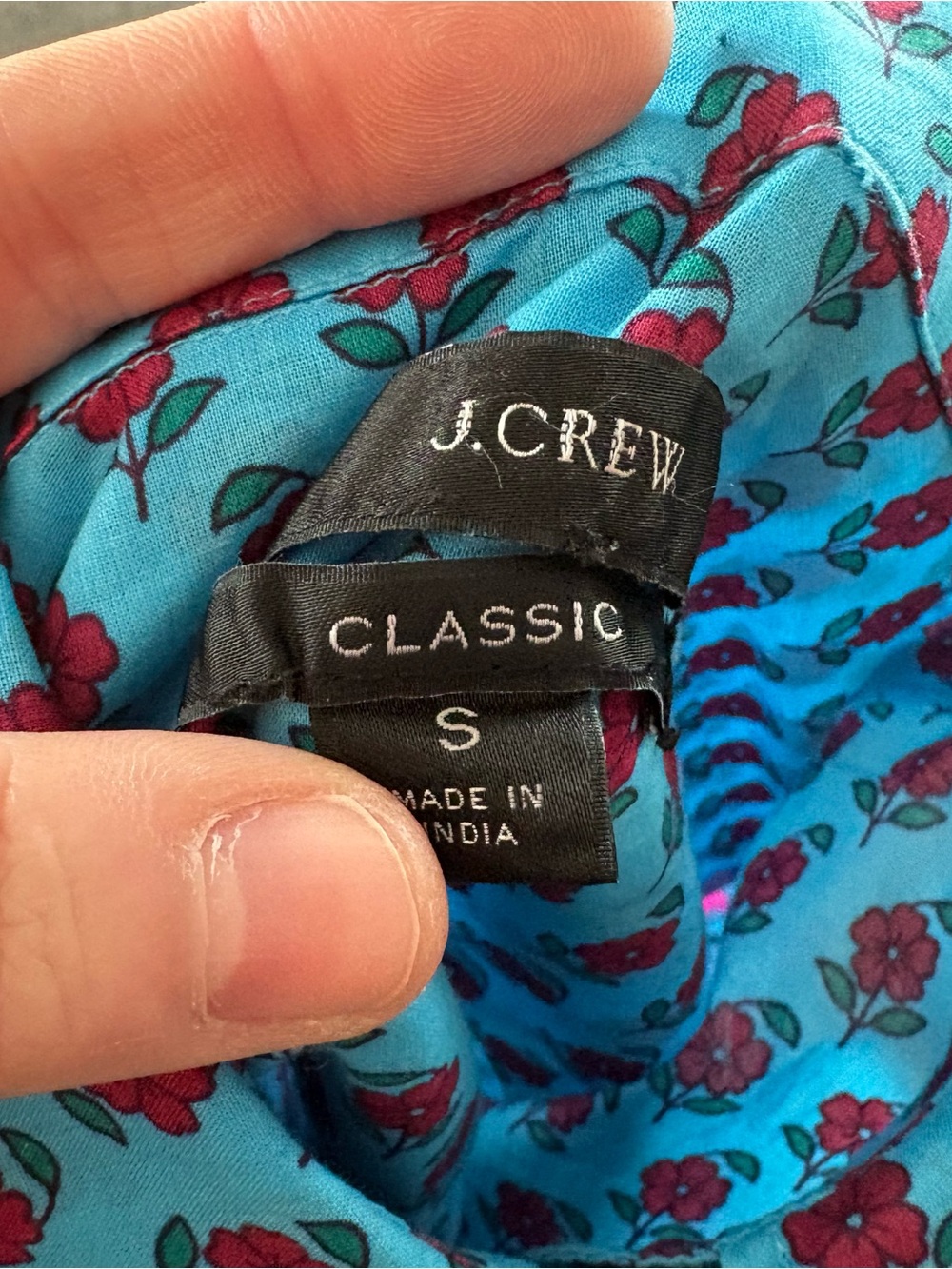 J. Crew Classic Blue & Pink Floral Print Cotton Popover Shirt Size S - Picture 5 of 7